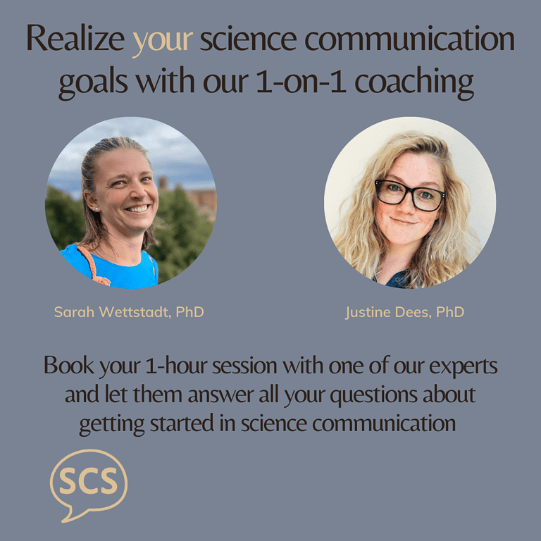 Book your science communication coaching call with SciComm Society.
