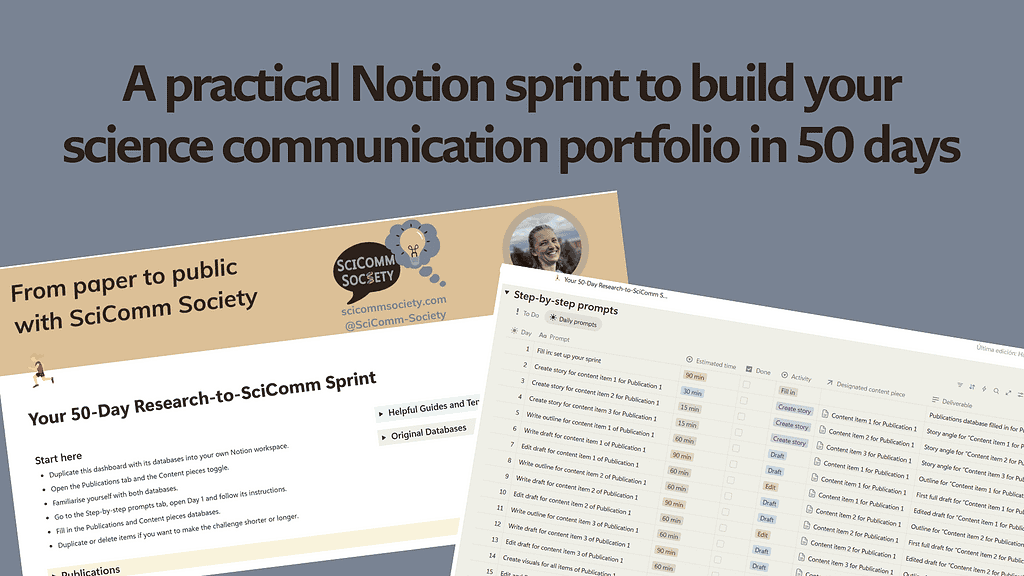 Your 50-Day Research-to-SciComm Sprint Notion Template
