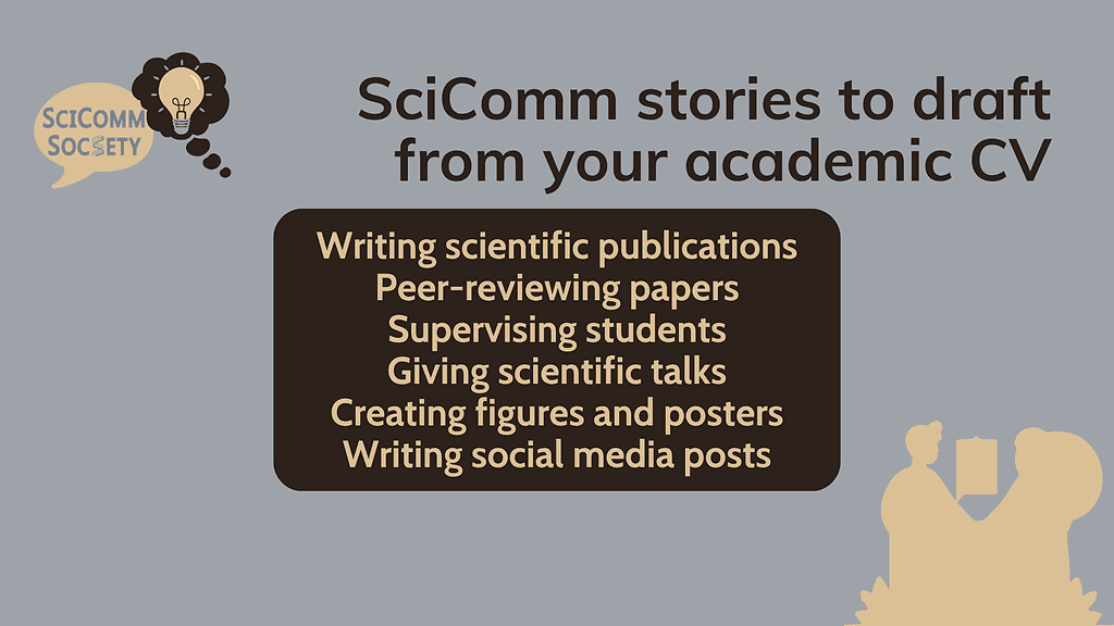 Practical examples to draw SciComm stories from your CV